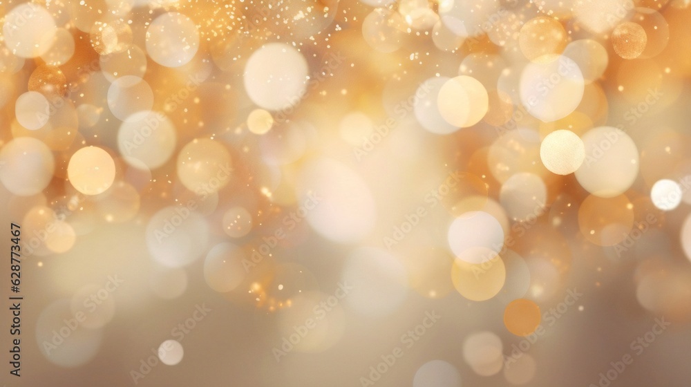 Poster Generative AI : Vector abstract pastel Ivory and Gold background with blur bokeh light effect.