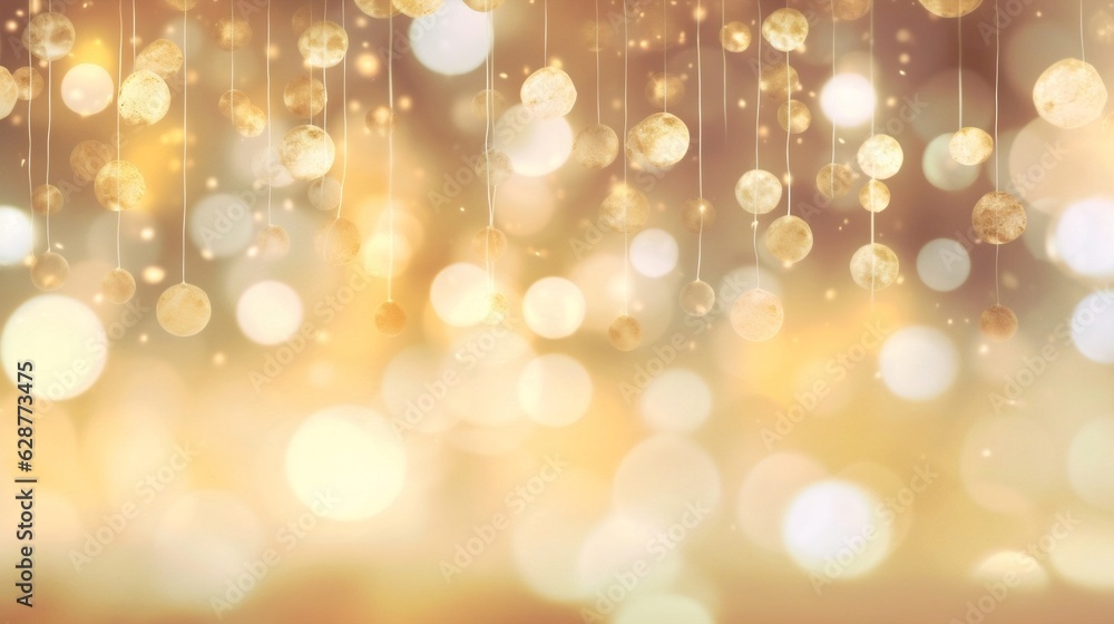 Poster Generative AI : Vector abstract pastel Ivory and Gold background with blur bokeh light effect.