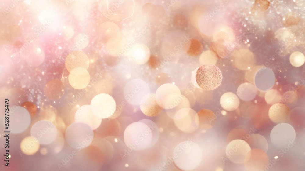 Poster generative ai : vector abstract pastel pale pink and champagne color bokeh background. festive defoc