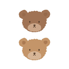 Cute teddy bear face illustration vector white background