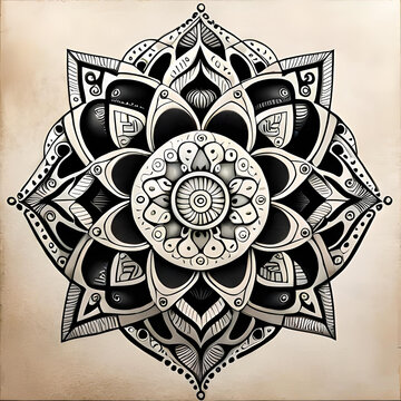 mandala with zentangle art,detailed, mehendi art, 2d, drawing, handmade