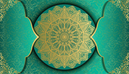 Extraordinary creative invitation card with floral mandala. Royal ornamental mandala design background. Decorative golden floral ornamental mandala  © nhjenny