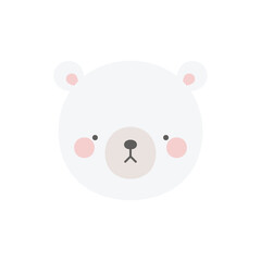 Cute teddy bear face illustration vector white background - 628775248