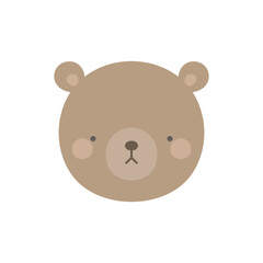 Cute teddy bear face illustration vector white background - 628775255