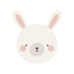 cute rabbit face illustration vector white background - 628775257