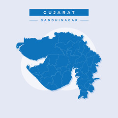 National map of Gujarat, Gujarat map vector, illustration vector of Gujarat Map.