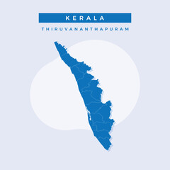 National map of Kerala, Kerala map vector, illustration vector of Kerala Map. - obrazy, fototapety, plakaty