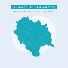 Obraz premium National map of Himachal Pradesh, Himachal Pradesh map vector, illustration vector of Himachal Pradesh Map.