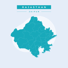 National map of Rajasthan, Rajasthan map vector, illustration vector of Rajasthan Map.
