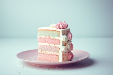 Birthday cake illustration in pastel colors generative ai - 628776015