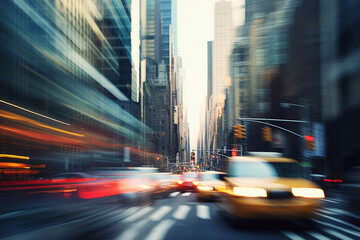  Defocused blur across urban buildings in big  city