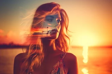 Double Exposure Summer Themed Portrait of a Woman © AberrantRealities