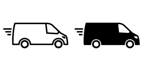 Obraz na płótnie Canvas ofvs402 OutlineFilledVectorSign ofvs - delivery truck vector icon . fast shipping sign . isolated transparent . black outline and filled version . AI 10 / EPS 10 / PNG . g11742