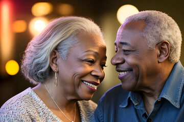 portrait of a beautiful black married couple in love