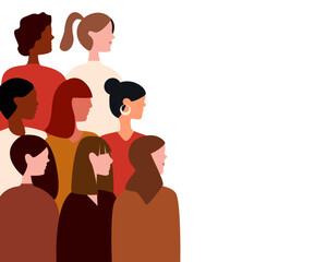 people's community side view female characters of various nationalities.