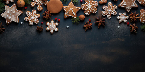 Obraz na płótnie Canvas Christmas homemade gingerbread cookies background
