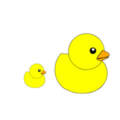 Duckling and duckling isolated on white background. Vector illustration.