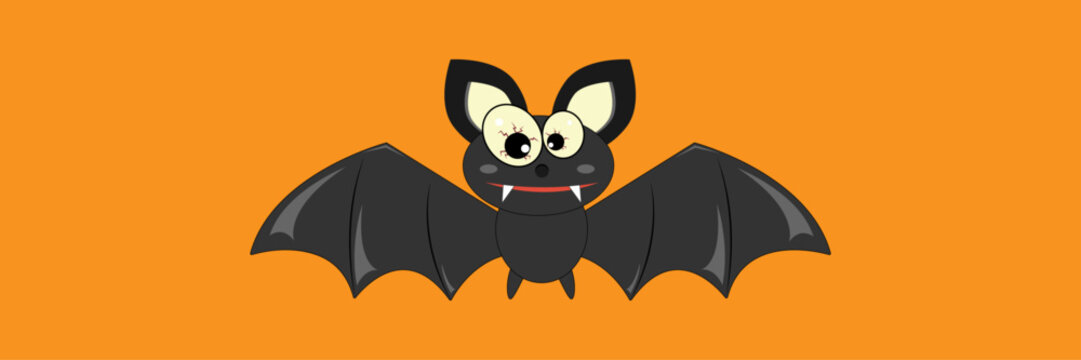 Cartoon bat. A Halloween character.
