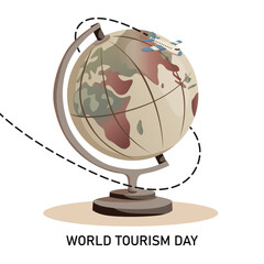 happy world tourism day. banner, brochure, poster design. globe illustration