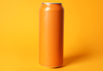 Can of fresh soda on orange background