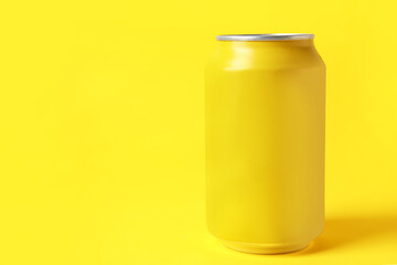 Can of fresh soda on yellow background