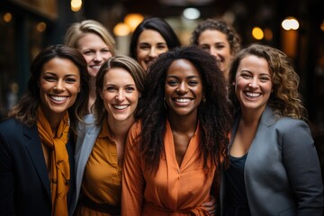 Fototapeta premium Generative AI - Embracing Diversity: Optimistic and Happy Women Standing in Unity, Celebrating Multicultural Sisterhood