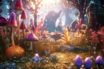 Fototapeta na wymiar Enchanting Magic Realism 3D Render Background