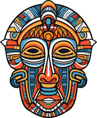 tribal mask vector illustration on isolated background, tribal masks for t-shirt design, sticker and wall art	