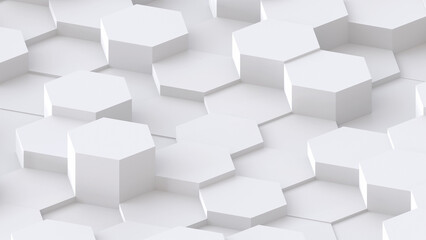 White hexagons geometric background, minimal honeycomb pattern wallpaper.