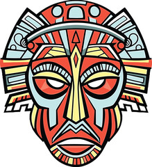 tribal mask vector illustration on isolated background, tribal masks for t-shirt design, sticker and wall art	