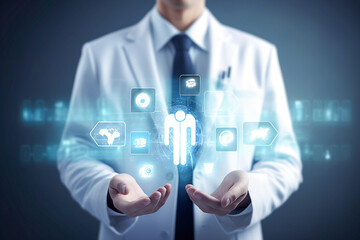  Doctor and icons health and electronic medical record on interface digital healthcare