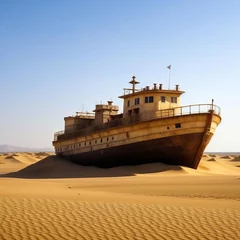 Keuken spatwand met foto  Old ship in the desert. © 0635925410