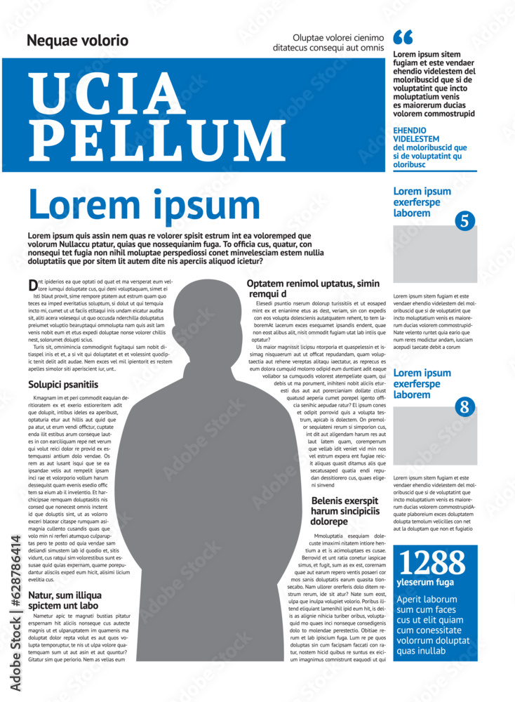 Wall mural newspaper design template with blue headline