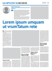 Newspaper design template with blue headline