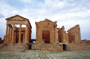 Capitoline Temples of Sufetula in Roman ancient city Sufetula in Sbeitla city in north-central...