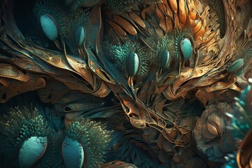 Futuristic Nature-Tech Fusion -  Mesmerizing Macro Hybrid Texture Background