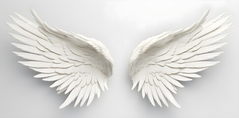 Obraz premium White wings isolated on white background created with Generative AI technology