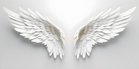 White wings isolated on white background created with Generative AI technology