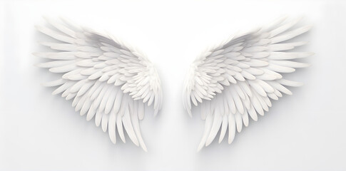 White wings isolated on white background created with Generative AI technology