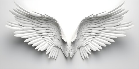 Fototapeta premium White wings isolated on white background created with Generative AI technology