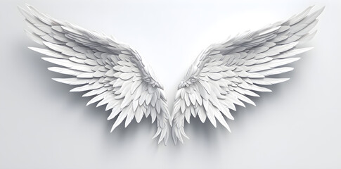 White wings isolated on white background created with Generative AI technology