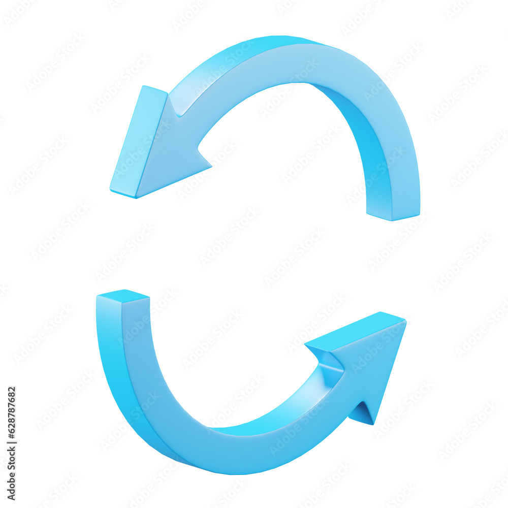 Poster 3d icon rendering of circle arrow isolated background.