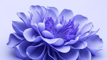 Paper flower in blue color, 3d rendering. Computer digital drawing.