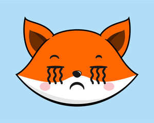 Fox Crying Face Head Kawaii Sticker
