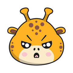 Giraffe Angry Face Sticker Emoticon Head Isolated
