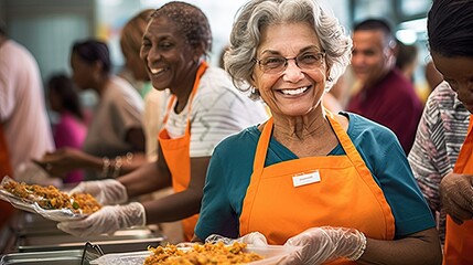 Active Seniors Giving Back: Diverse Group of Older Adults Volunteering Their Time and Wisdom to Support the Community - obrazy, fototapety, plakaty