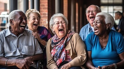 Elder group meeting and fun talking, old friend reunion