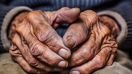 Close-Up of an Elder's Hand, a Portrait of Age, Grace, and a Lifetime of Stories