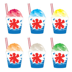 かき氷イラスト素材　６種類セット
