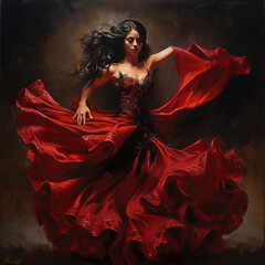 Flamenco dancer. Generative AI. - obrazy, fototapety, plakaty